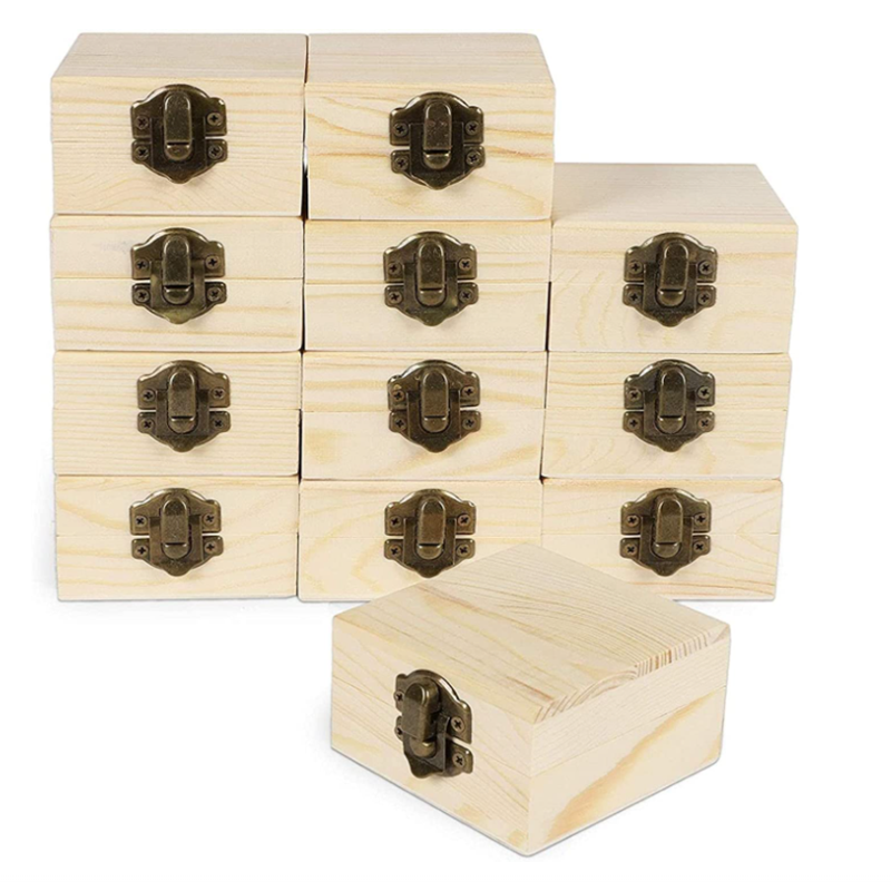 Shangrun Mini Wooden Treasure Chest Boxes With Locking Clasp
