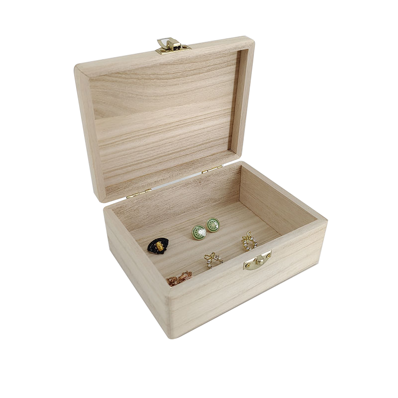 Shangrun Paulownia Natural Diy Craft Stash Boxes Custom Logo Wood Gift Unfinished Cheap Plain Wooden Jewelry Box