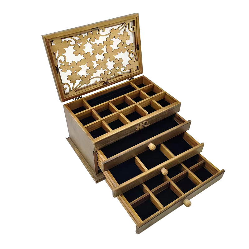 Shangrun Custom Carving Organizer Storage Box Wood Storage Jewelry Box Drawer