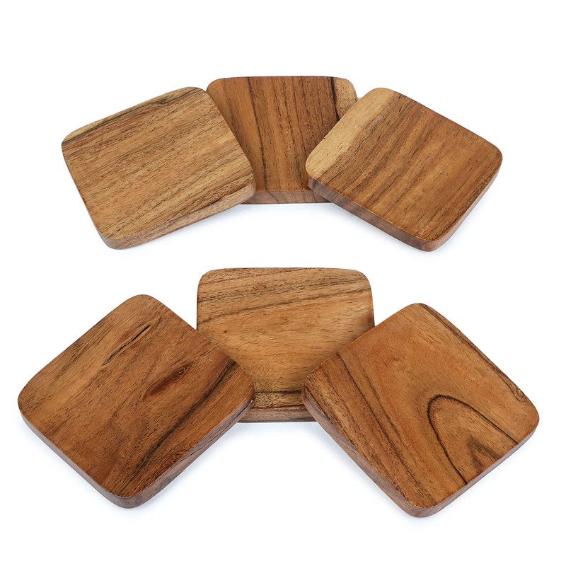 Shangrun Square Acacia Wood Coasters Set Of 6
