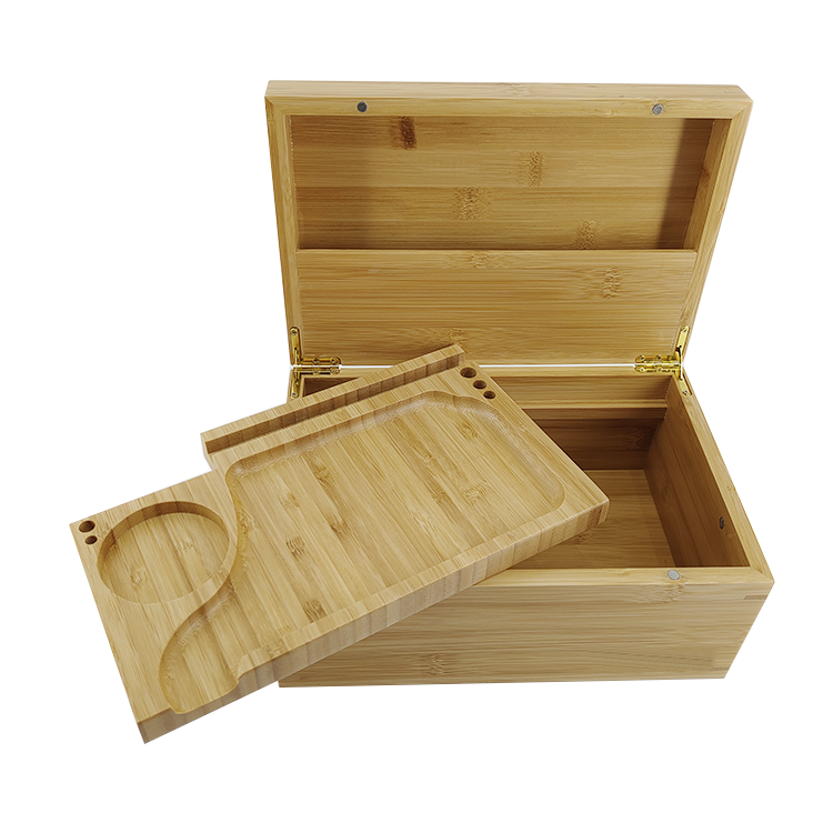 Shangrun Smoking Accessory Bamboo Smell Proof Glass Jar Grinder New Set Cigarette Case Smoking Rolling Stash Wooden Box