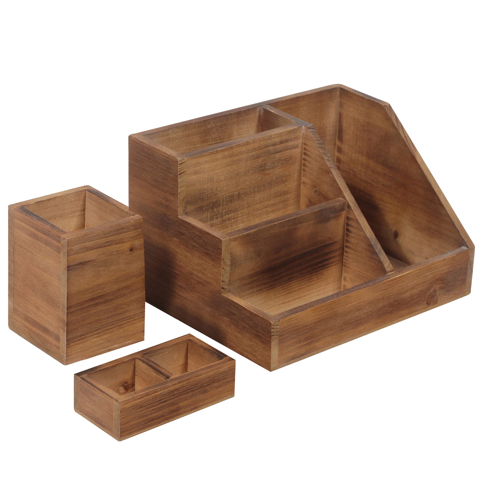 Shangrun 3 Piece Rustic Wooden Desk Organizer Set