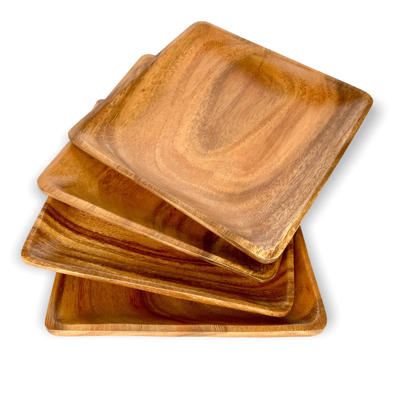 Shangrun 10”Square Acacia Wooden Dining Plates