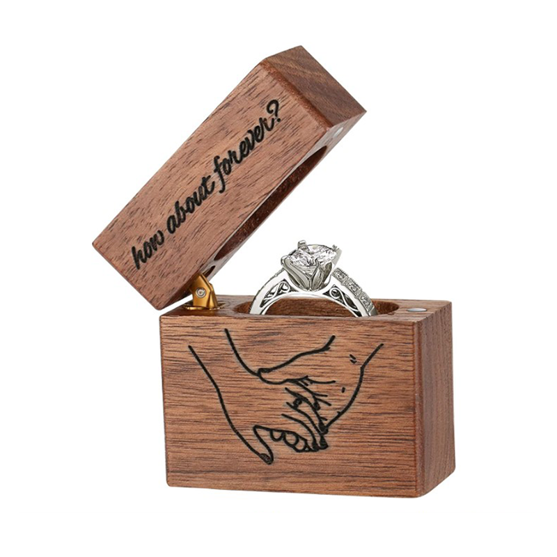 Shangrun Wood Ring Bearer Box Wedding Engagement Ring Holder Box Decorative Jewelry Box Favor Gift (His & Hers)
