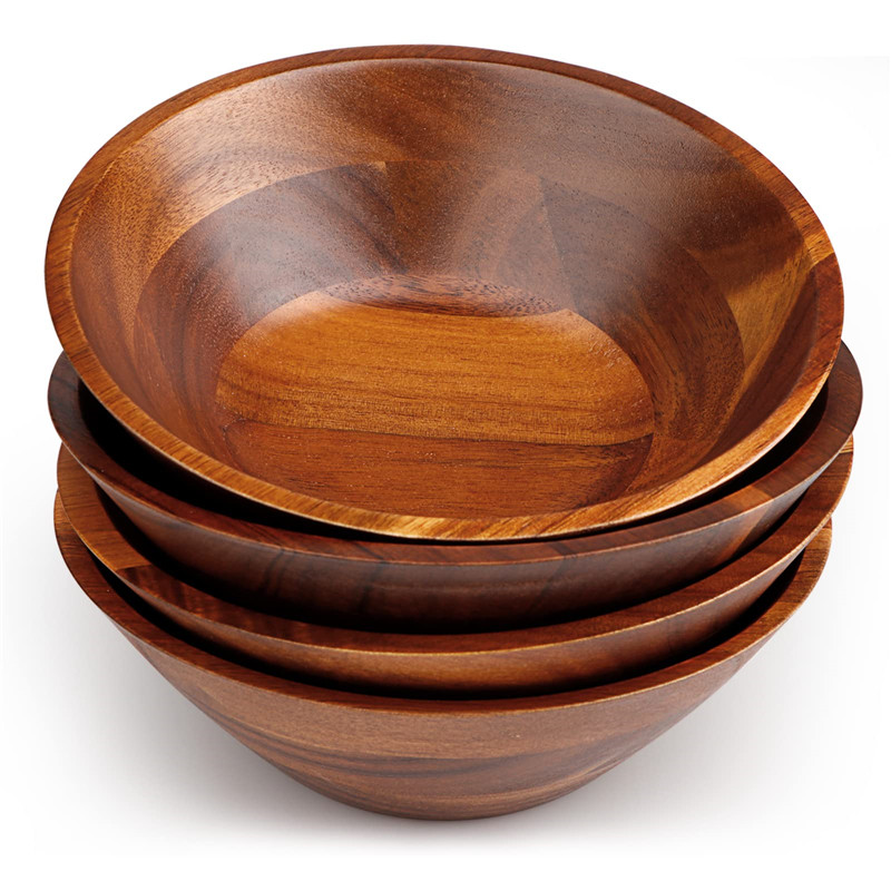 Shangrun Round Acacia Wood 7" Bowl Set