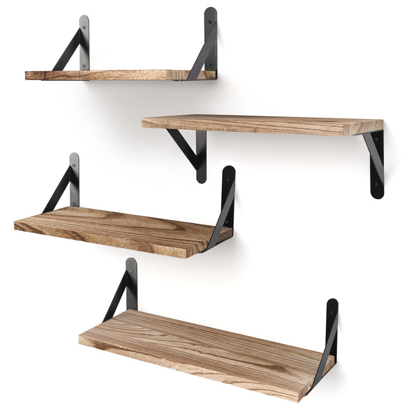Shangrun Rustic Wood Shelves 4 Sets Of Wall Mounted Shelf