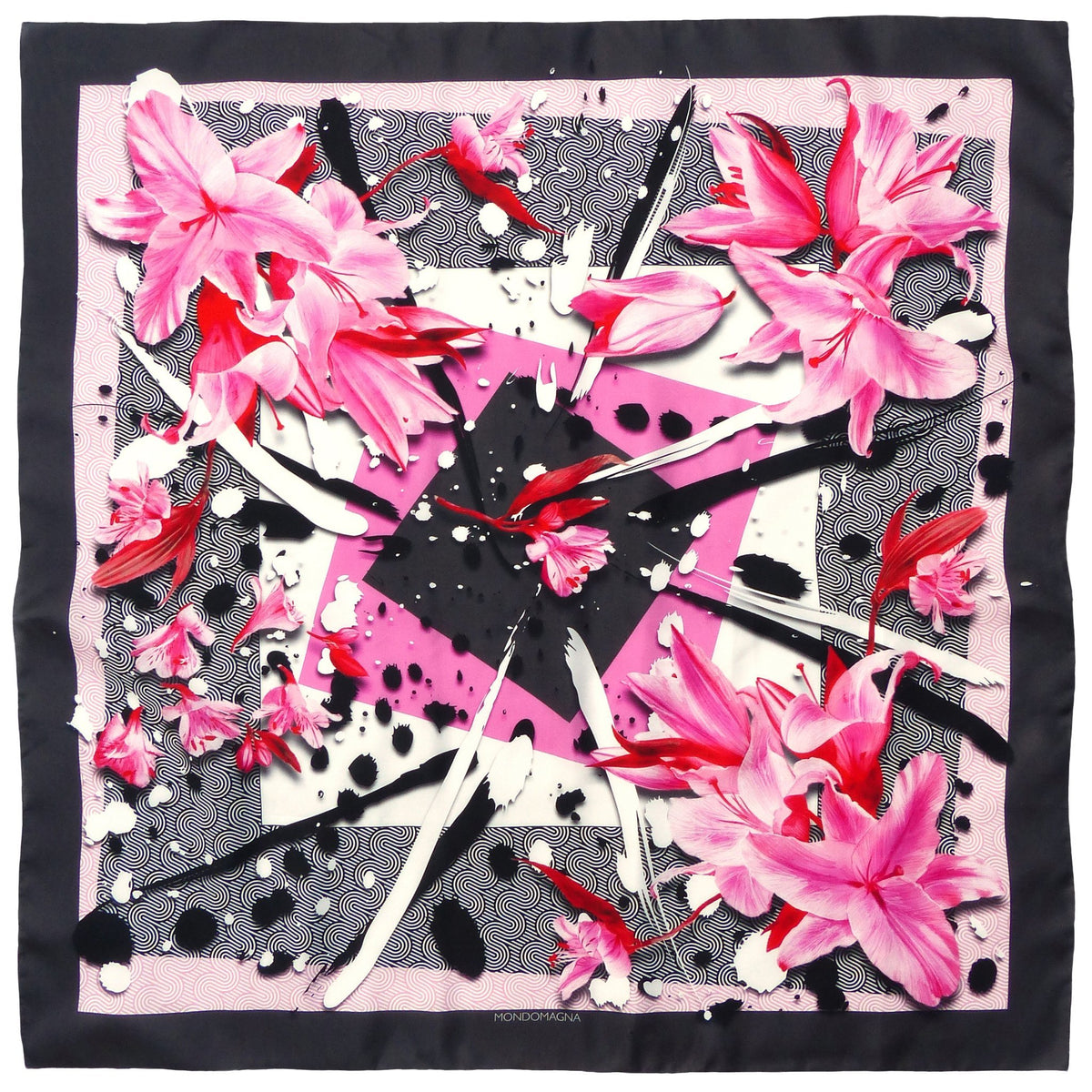 Floral Rabbit Silk Scarf: Delicate Blooms and Pretty Accents
