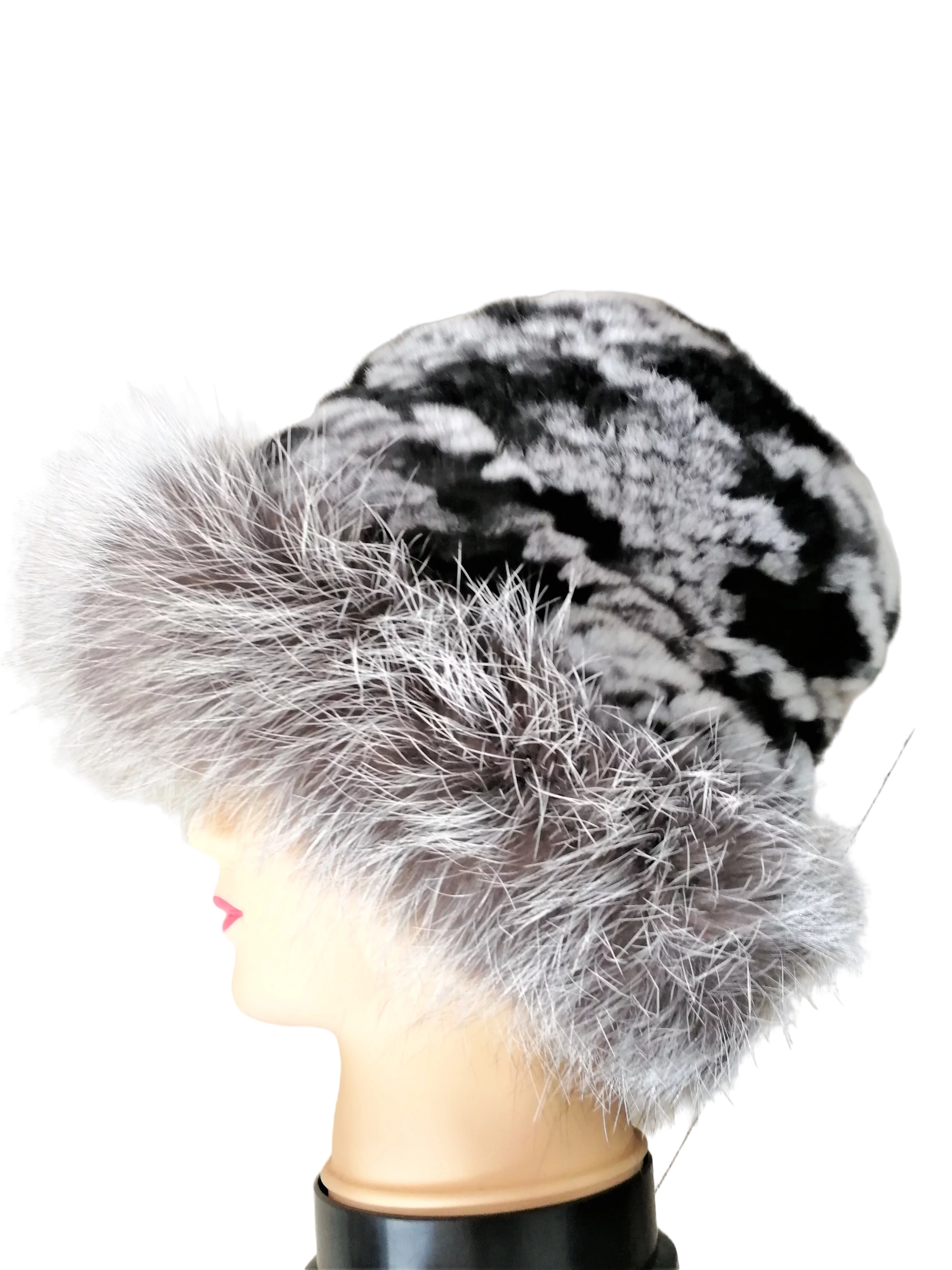  Women's hat New rex rabbit fur knit hat factory outlet