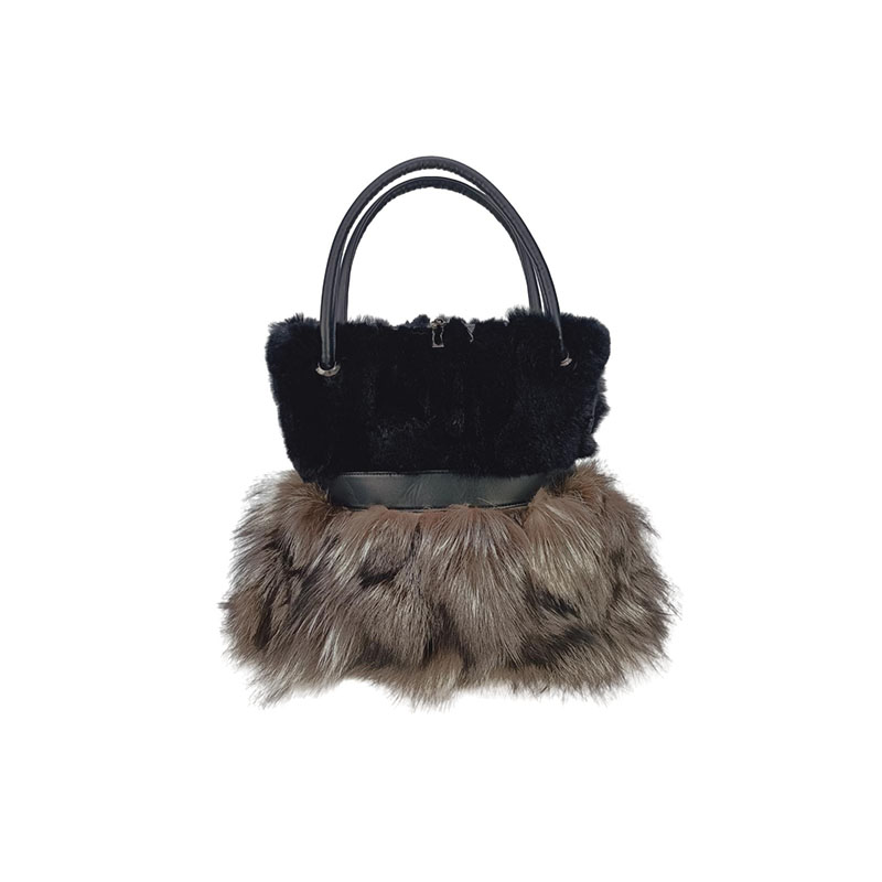  Women's fashion bags 2021 new style Rex rabbit fur and silver fur shoulder bag