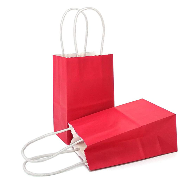 White Kraft Paper Bag With Round String In Bright Colors