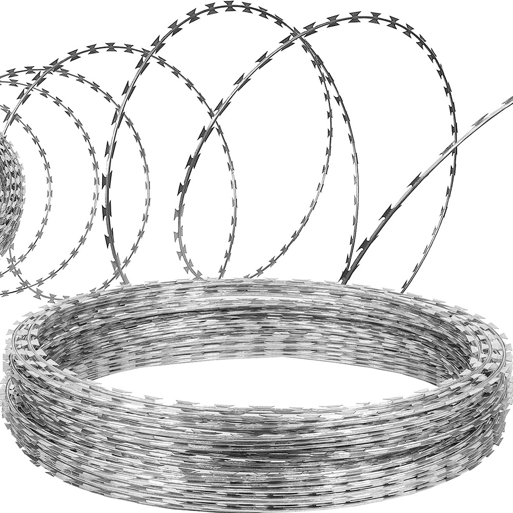 Steel galvanized razor barb wire for security fence