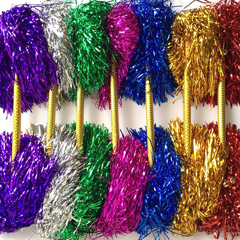 handle plastic pompons fringes for squad cheerleaders