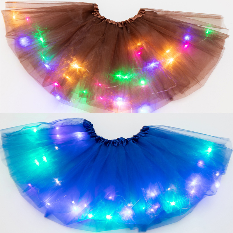 Kids and adult women Tutu Skirt Glitter Clothes Tutu Skirt Princess ball gown Tulle Dancewear led Light Ballet Party miniskirt