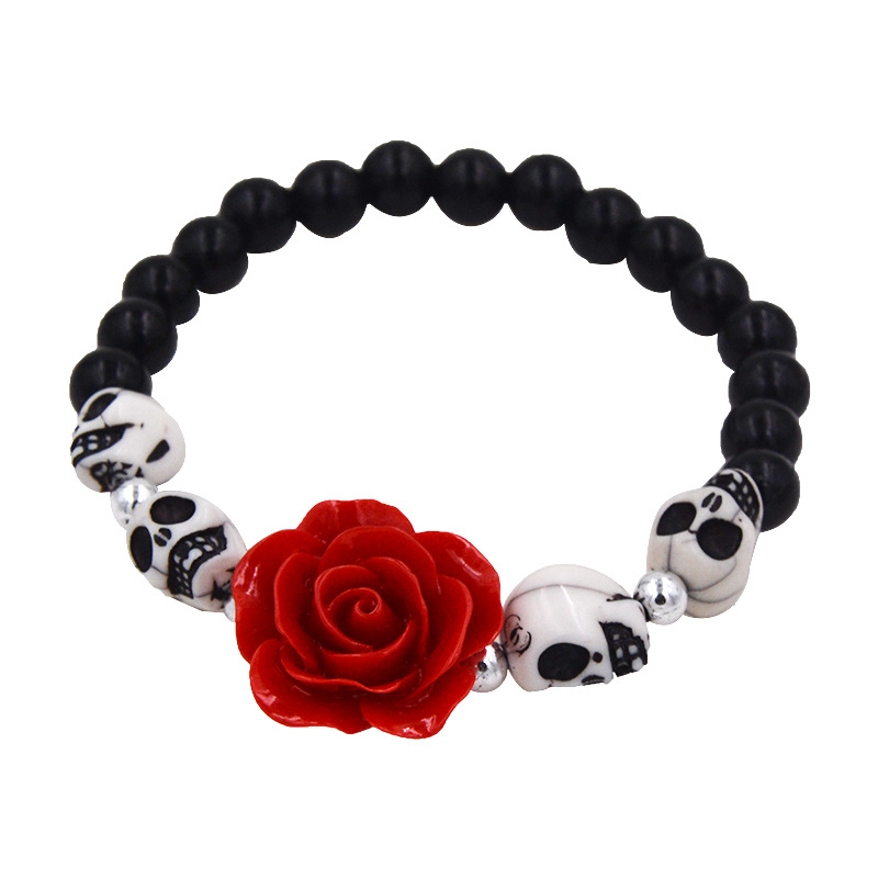 Halloween skull bracelet black beads rose beaded bracelet ghost festival devil  bracelet