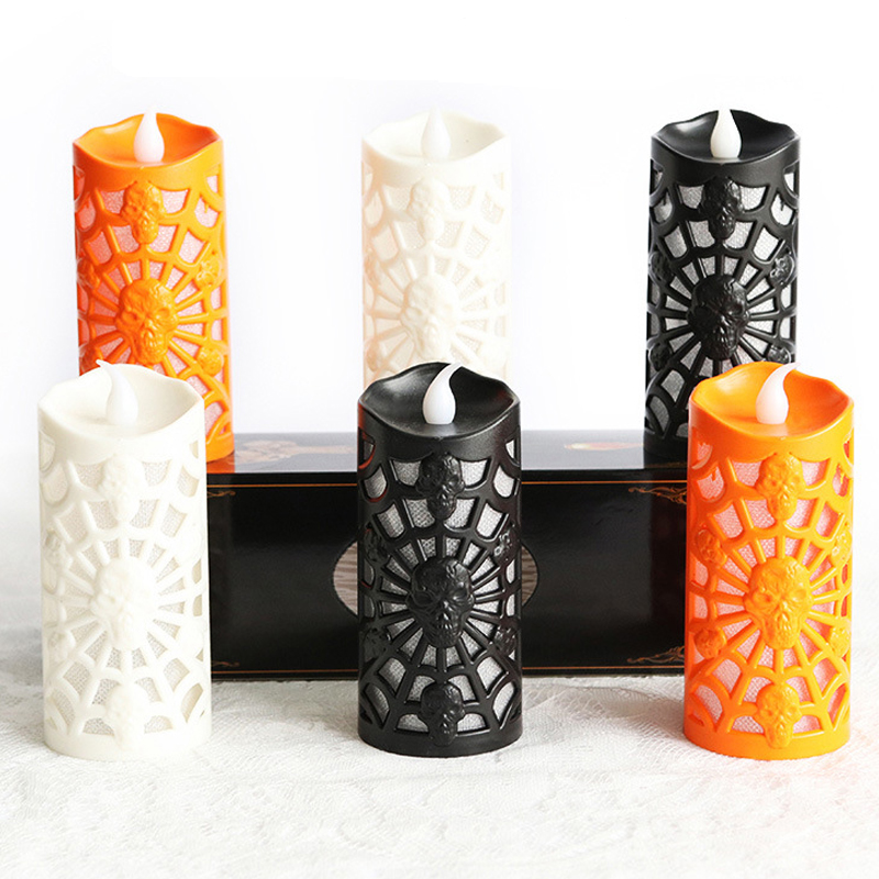 Wholesale halloween decorative white scented wax pillar candles in bulk
