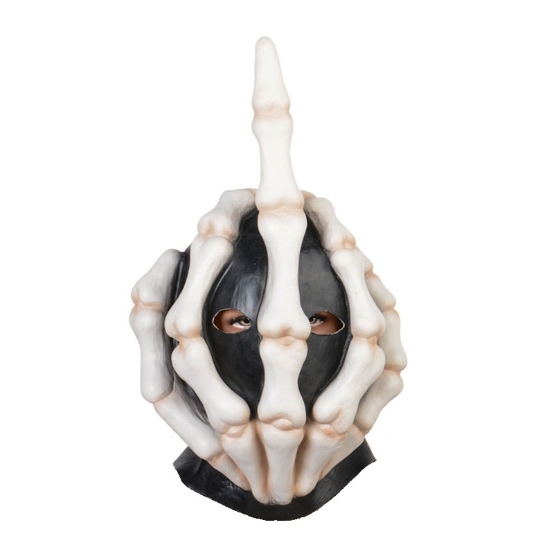 Latex full head mask Halloween party spoof mask despise vertical middle finger bone mask