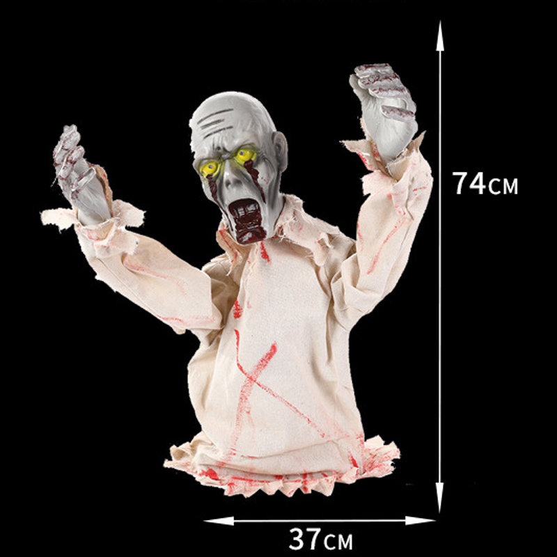 Halloween trickery will shine and roar half ghost haunted house scene installation realistic standing ghost toys
