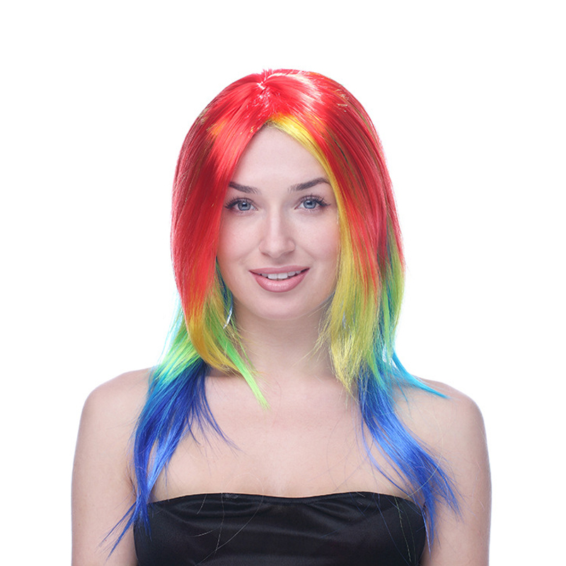 Halloween Mardi Gras Carnival long short curly hair and colorful hair for party 