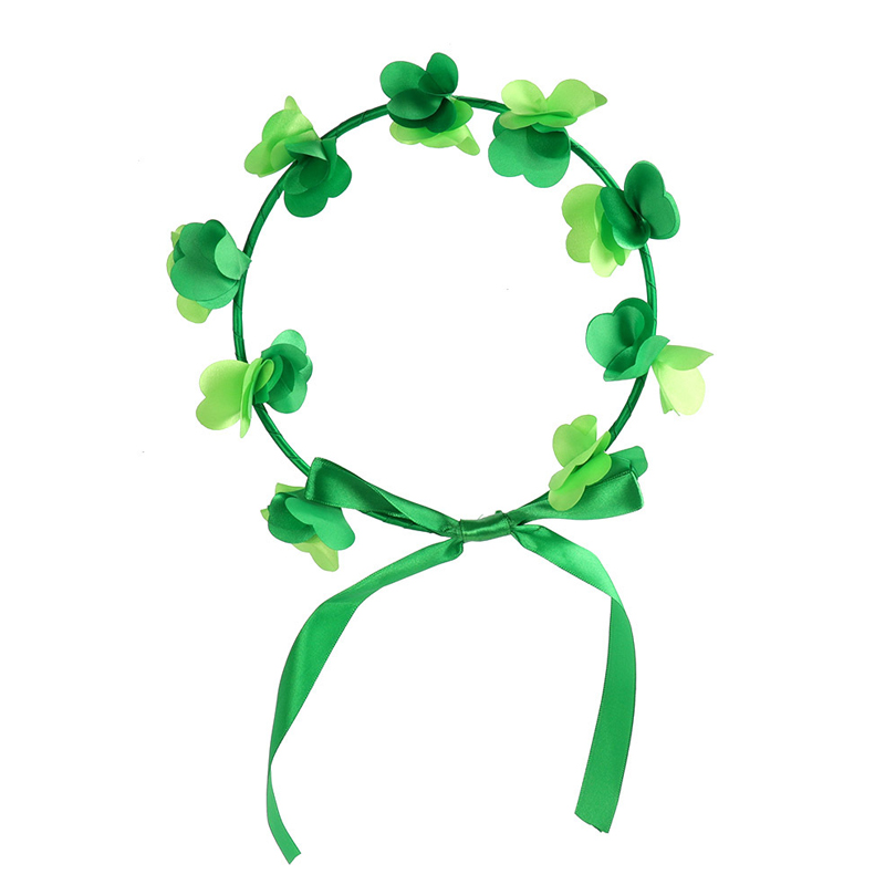 Custom baby girl green ribbon satin silk leaves hair hoop hairband headband