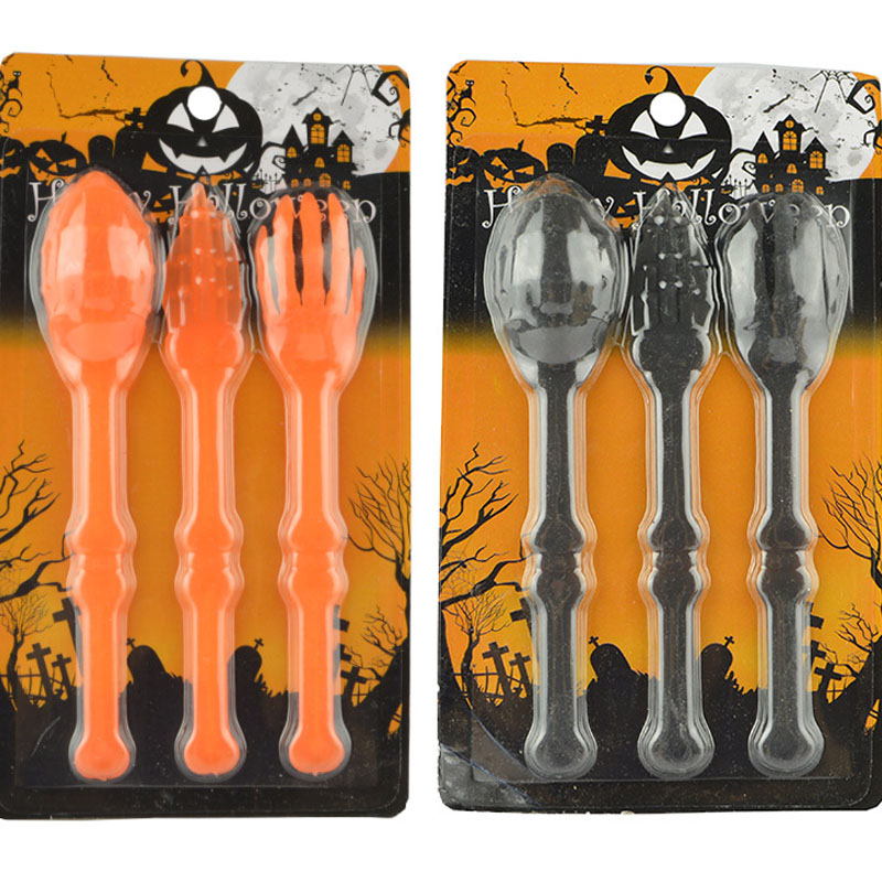 Halloween party 17cm plastic skeleton design knife and fork spoon party tableware for halloween supplies