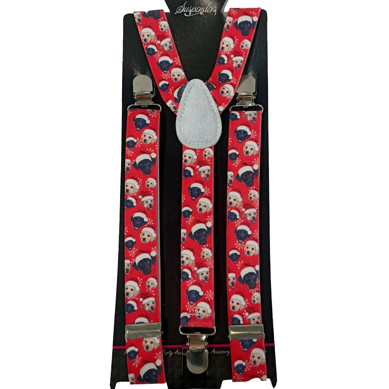 Custom Personalized Printed Men Women Y-Back Christmas Logo Silk Screen Print Suspenders