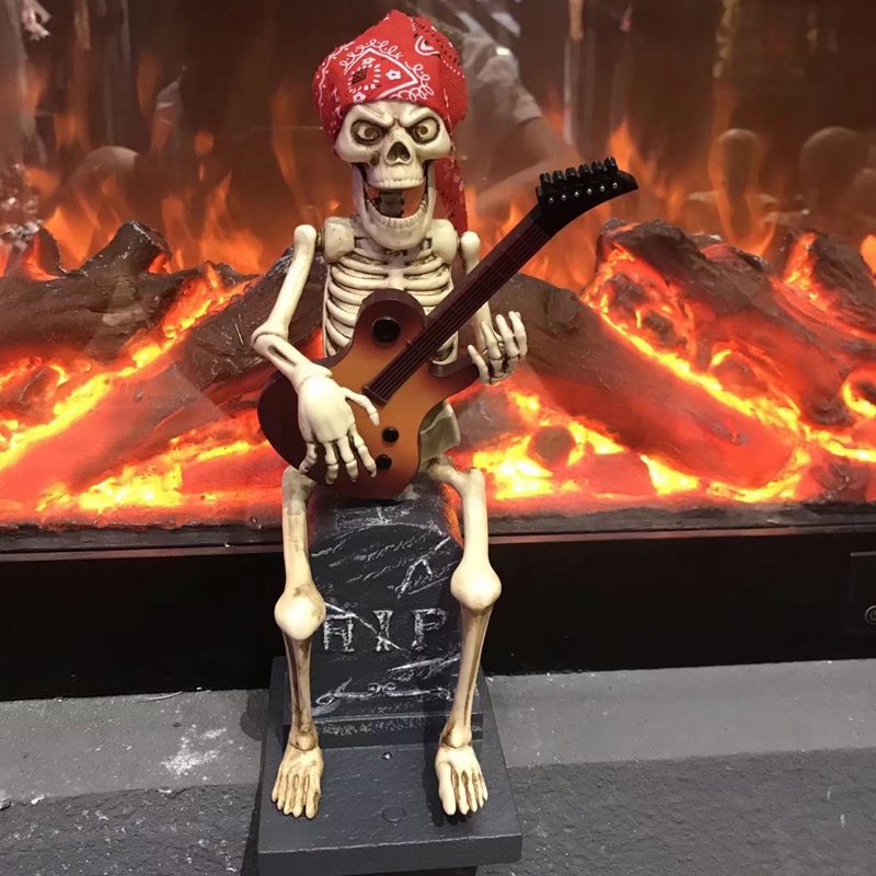 Halloween Home Party Creative Customizable Funny Electric Skeleton Playing Guitar DJ Sound Halloween Outdoor Indoor Decorations