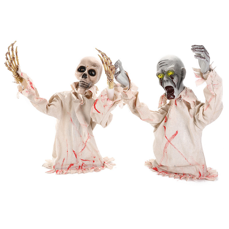 Halloween trickery will shine and roar half ghost haunted house scene installation realistic standing ghost toys