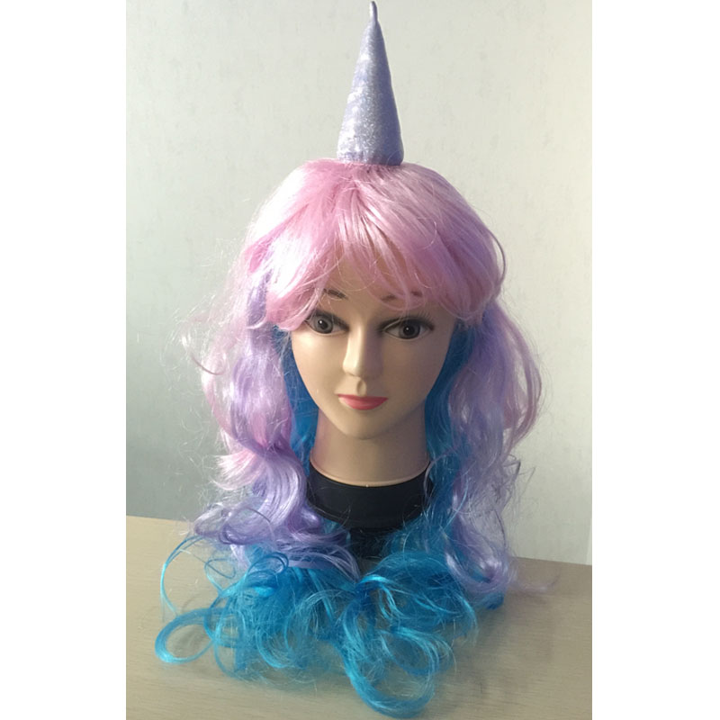  Colorful Fairy Cosplay Costume Curly Hair Party Carnival Sweet Girl Wigs