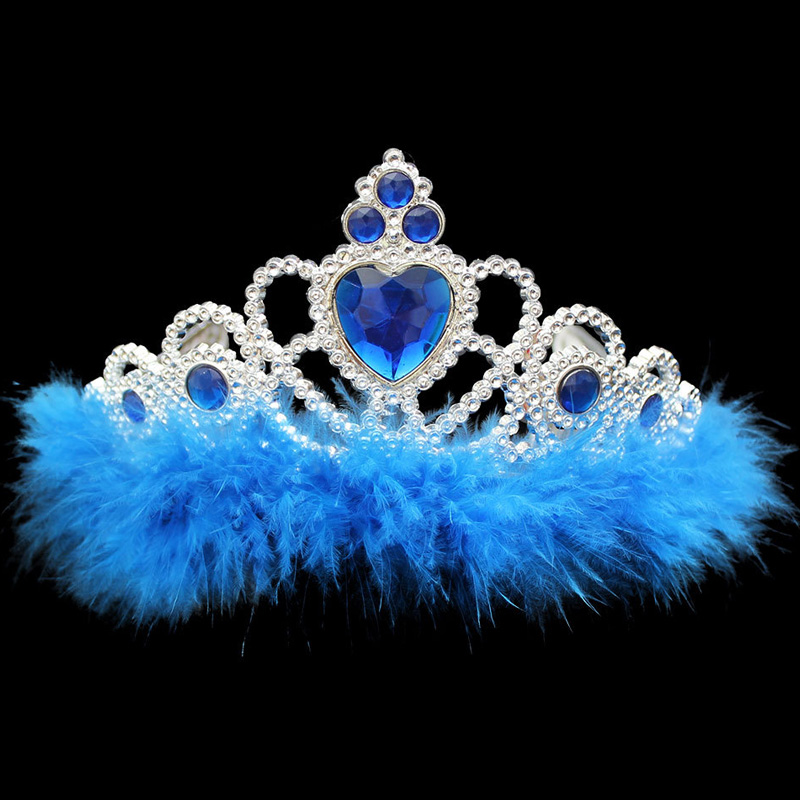 Fashion headwear kid plastic stone feather Princess head party decoration Tiaras Crowns