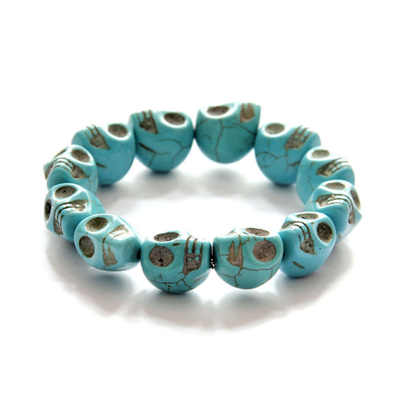 Wholesale Cheap Halloween Skull Bead Bracelet Colored Turquoise Bracelet