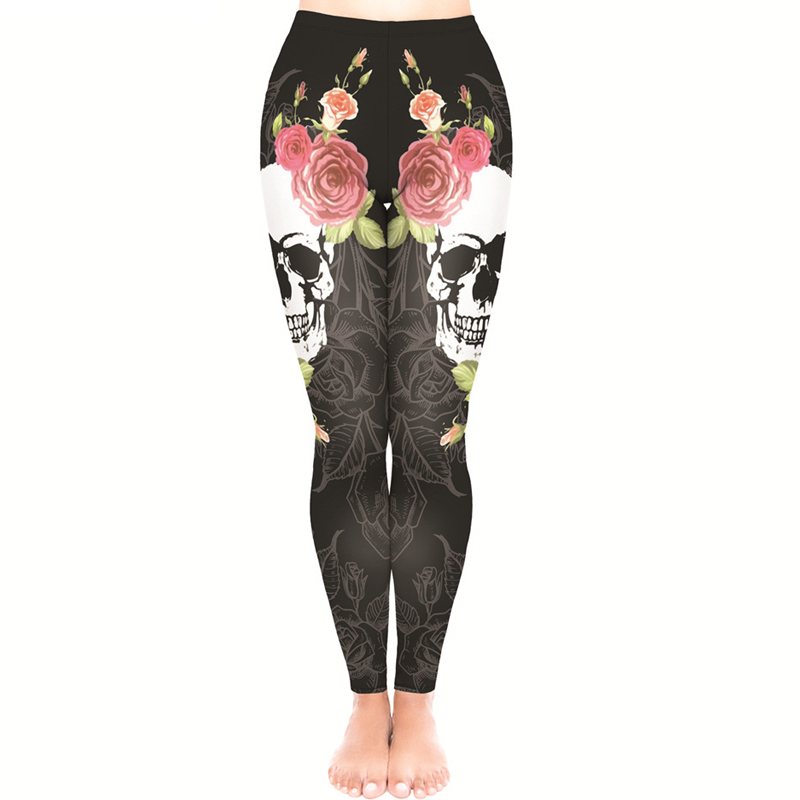 Women's Sports Pants with Skull Seamless Printed Leggings