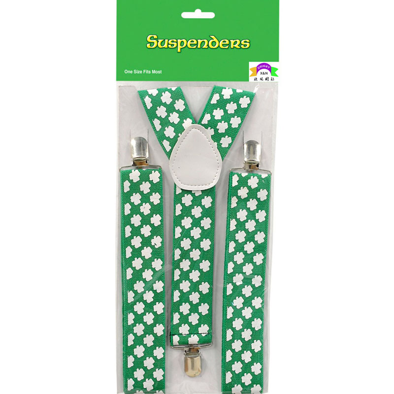 St. Patrick's Day Suspenders Men's and women's straps party holiday straps elastic elastic webbing non-slip sling