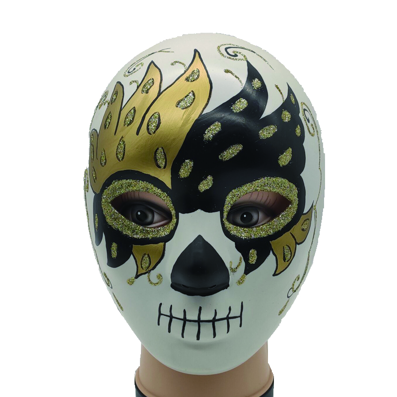 Poetic Exist unisex gold black painted pattern masquerade plastic face mask