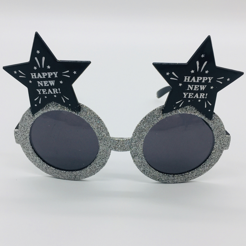 New products decorative props happy new year sunglasses oversized round black holiday party glasses