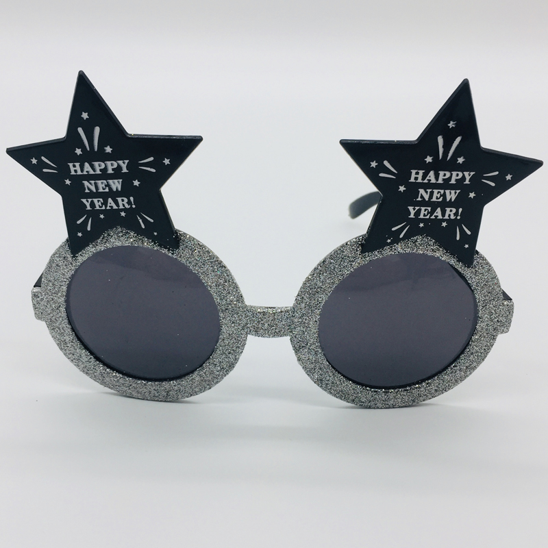  New products decorative props happy new year sunglasses oversized round black holiday party glasses