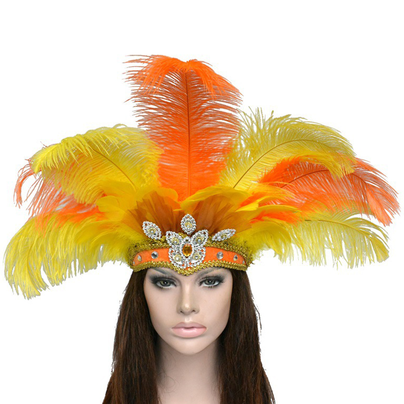 Carnival Costume Feather Headdress Turquoise Cosplay Party Hair Accessory