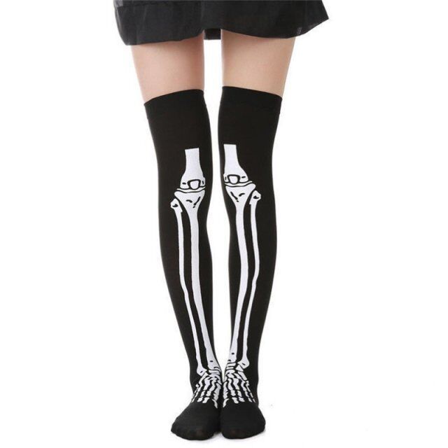 2021 Hot Sale Halloween ghost festival bone stockings tights mitten black stockings