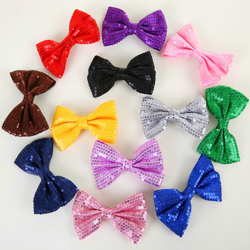  Sequin Bows Hairpins Girls New Year Party Hair Decoration School Casual Wearing Metal Hair Clips Valentine Gift