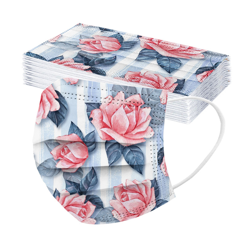  Mothers Day Fashionable Flower Printed Disposable 3 Ply Face Cradle Covers Party Masks