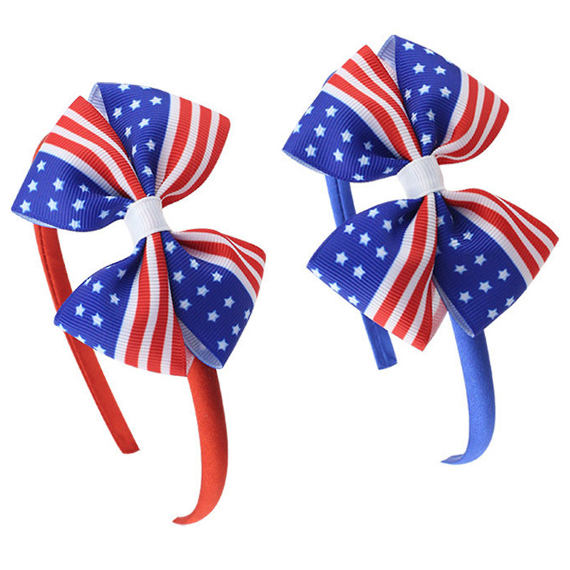 2 Colors Kids Children Independence Day Plastic Headband American Stripe Kids Hairband Tiara Party Decorations