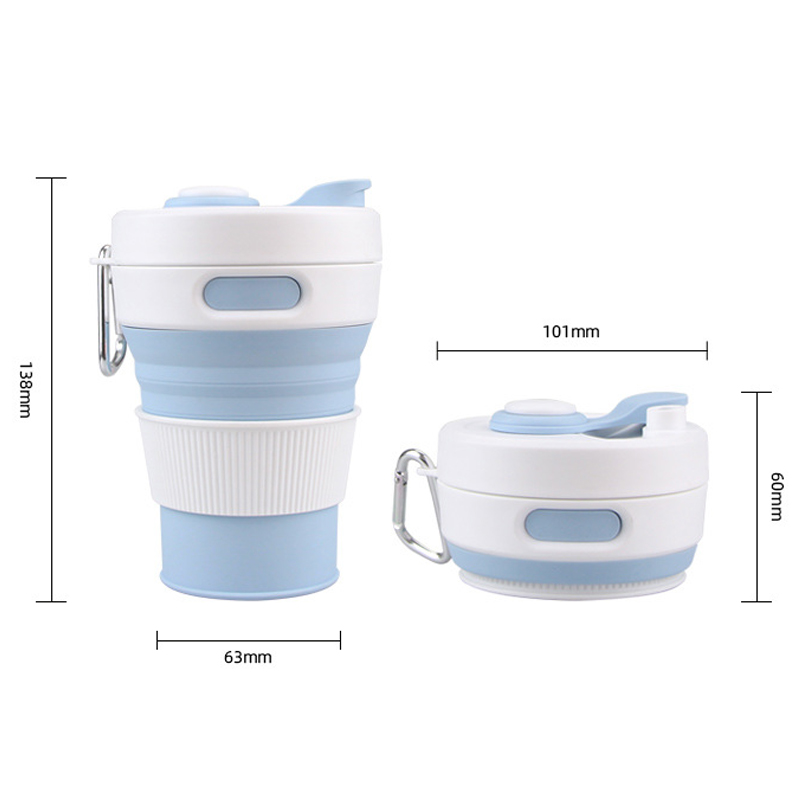 new Portable Convenient folding travel cup Silica gel coffee cup with straw Custom color