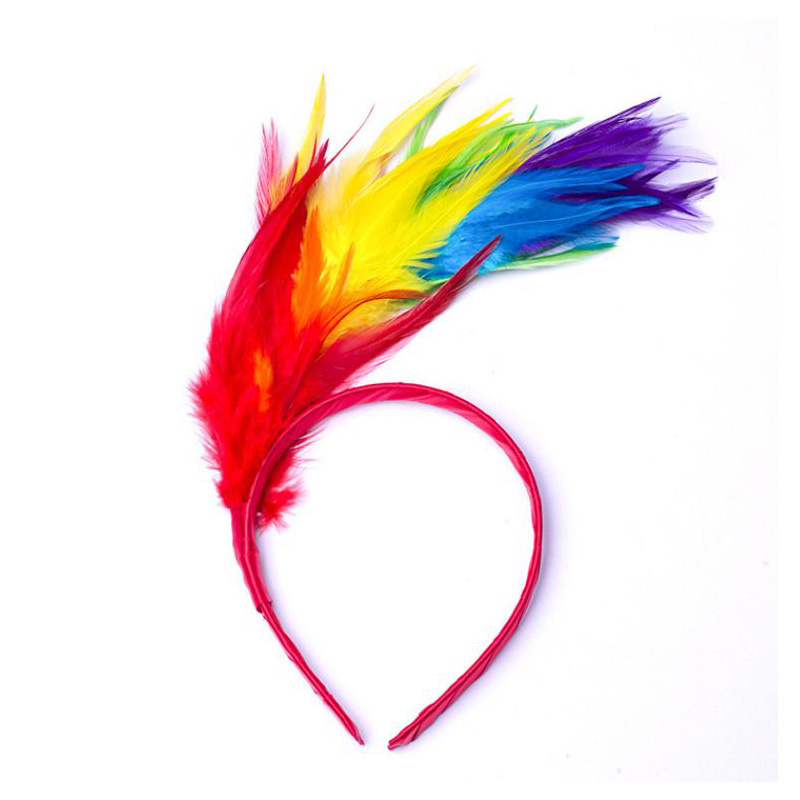  Rainbow feather headband diadem hair clip party decoration rainbow color headband