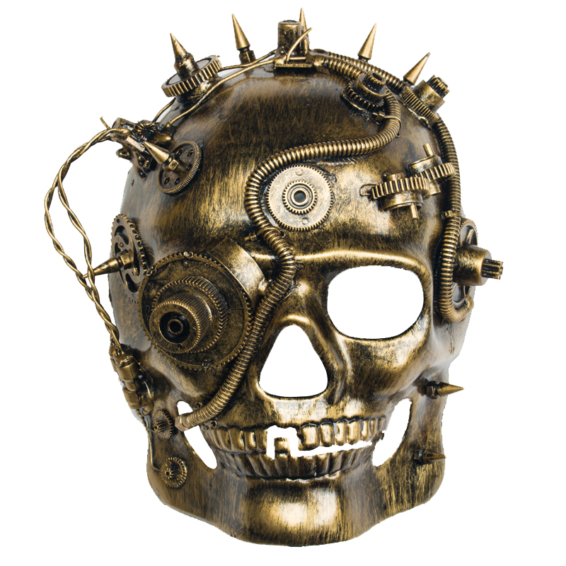 Hot sales halloween party event steampunk mask with goggles luxury full face steampunk gas masks in silver gold colors