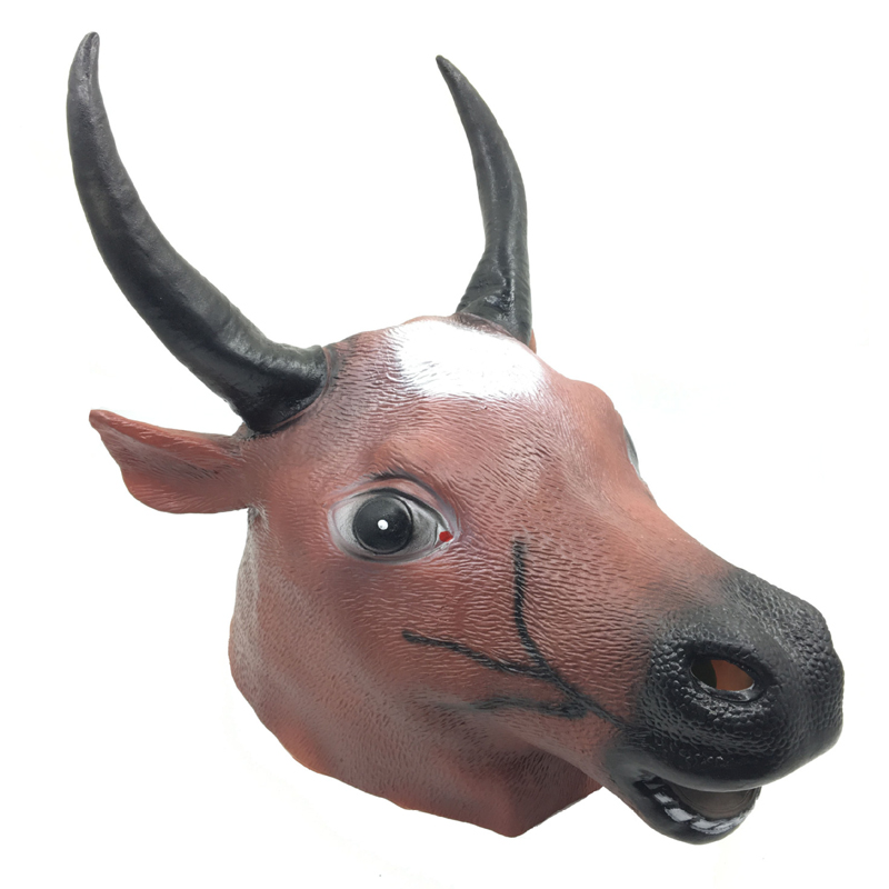 Halloween costume party animal headgear Latex Cattle head masks 