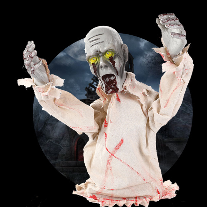 Halloween trickery will shine and roar half ghost haunted house scene installation realistic standing ghost toys