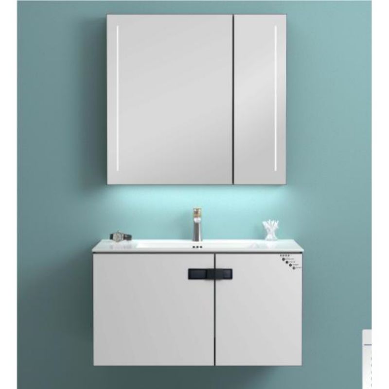 Modern simple style advanced sense bathroom cabinet with ceramic basin and white induction lamp bathroom vanity