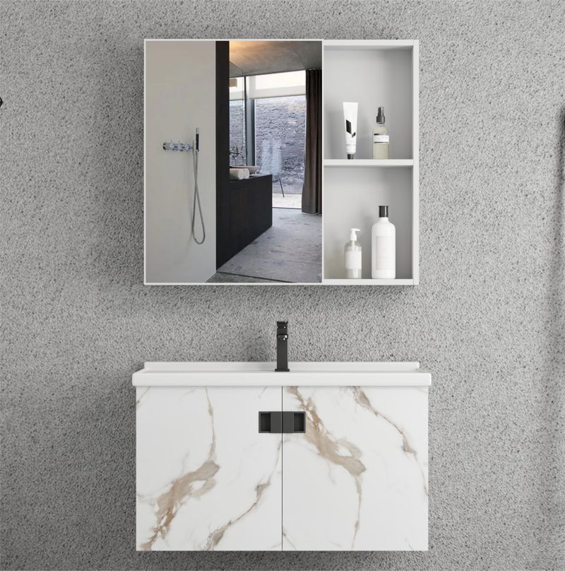 Modern bathroom furniture vanity cabinet with storage mirror and ceramic basin bathroom cabinets and vanities