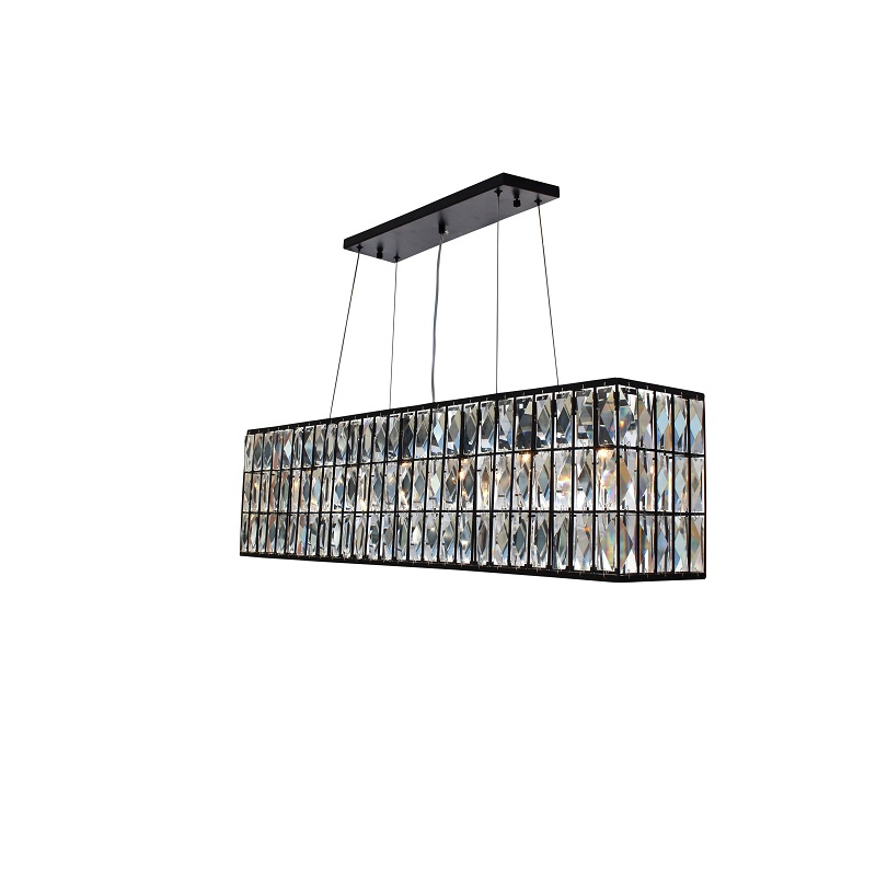 102cm Long Monroe Rectangle Crystal Chandelier in Black Finish