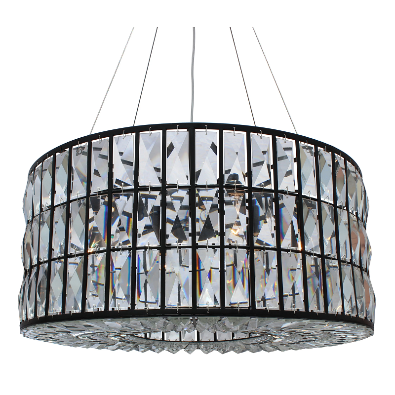 61cm Round Monroe Crystal Chandelier in Black Finish