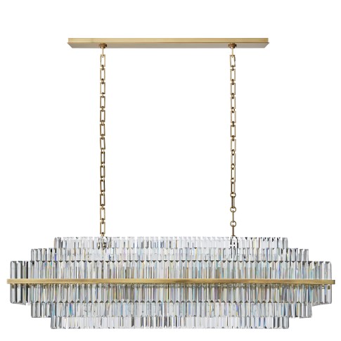 132cm Long Oval Shape Vienna Crystal Chandelier in Antique Brass